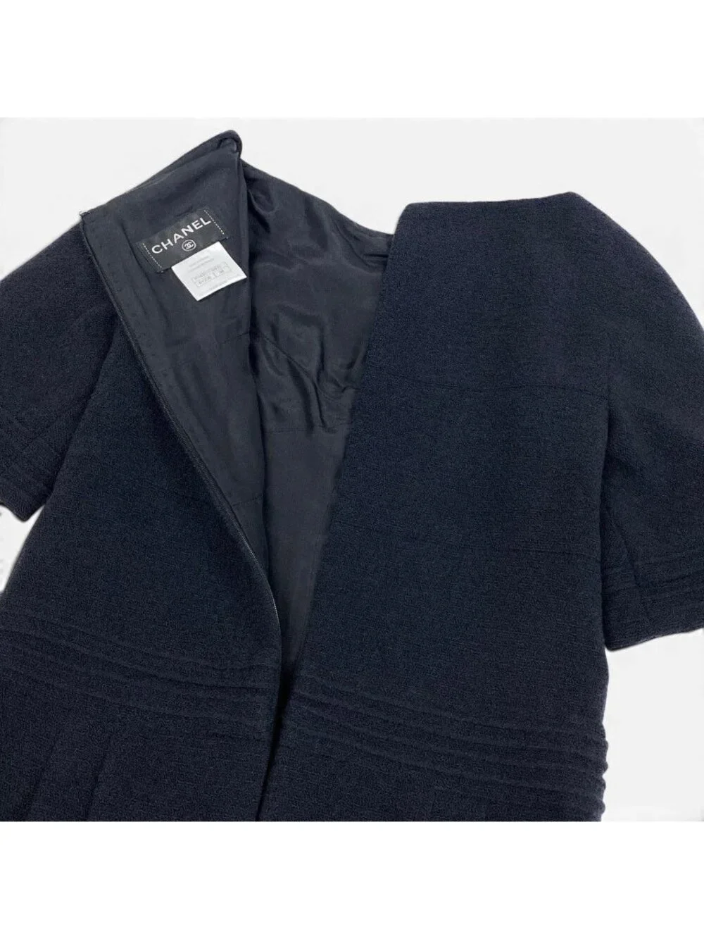 Chanel Short Sleeve Dress Gripoix Button 34 Black